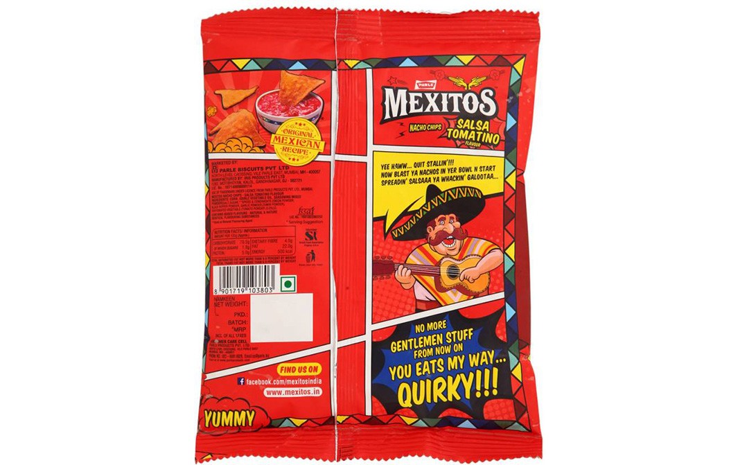 Parle Mexitos Nacho Chips Salsa Tomatino Flavour   Pack  300 grams